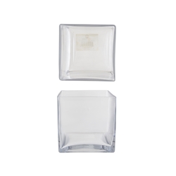Mega Vases - 5" x 5" Cube / Square Glass Vase - Clear
