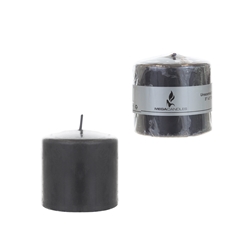 Mega Candles - 3" x 3" Unscented Domed Top Press Pillar Candle in Shrink Wrap - Dark Gray