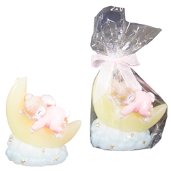 Mega Candles - Baby Rabbit Sleeping on Half Moon Candle - Pink