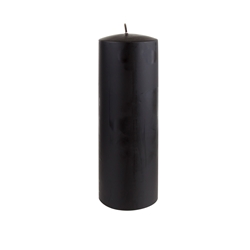 Azure Candles - 3" x 9" Unscented Round Glazed Pillar Candle - Black