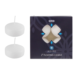 Azure Candles - 4 pcs 2" Unscented Glazed Floating Disc Candle - White