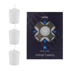 Azure Candles - 12 pcs 15 Hours Unscented Votive Candle - White