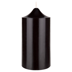 Mega Candles - 3" x 6" Unscented Round Dome Top Pillar Candle - Black