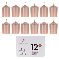 Mega Candles - 12 pcs 15 Hours Unscented Votive Candle in White Box - Rose Gold