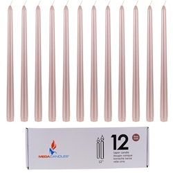 Mega Candles - 12 pcs 12" Unscented Taper Candle in White Box - Rose Gold