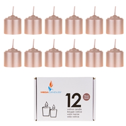 Mega Candles - 12 pcs 8 Hours Unscented Votive Candle in White Box - Rose Gold