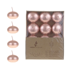 Mega Candles - 12 pcs 1.5" Unscented Floating Disc Candle in Brown Box - Rose Gold