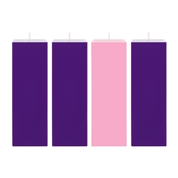 Mega Candles - 4 pcs 3" x 6" Unscented Advent Square Pillar Candle - Assorted