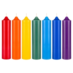 7 pcs Unscented Bell Top Pillar Chakra Candles - Assorted