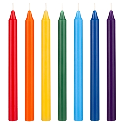 Mega Candles - 7 pcs Unscented Straight Taper Chakra Candles - Assorted
