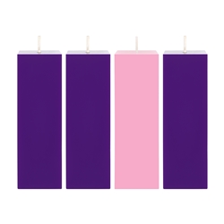 Mega Candles - 4 pcs 2" x 6" Unscented Advent Square Pillar Candle - Assorted