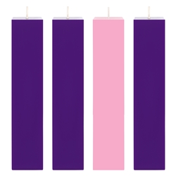 Mega Candles - 4 pcs 2" x 9" Unscented Advent Square Pillar Candle - Assorted