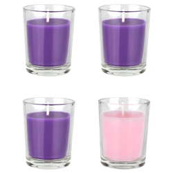 Mega Candles - 4 pcs Unscented Advent Glass Container Votive Candle - Assorted