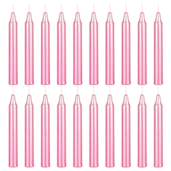 Mega Candles - 20 pcs 4 Inch Unscented Exquisite Mini Taper Chime Spell Candles - Metallic Pink