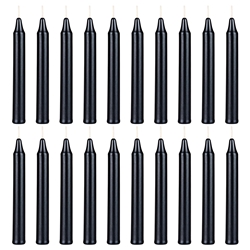 Mega Candles - 20 pcs 4 Inch Unscented Exquisite Mini Taper Chime Spell Candles - Metallic Black