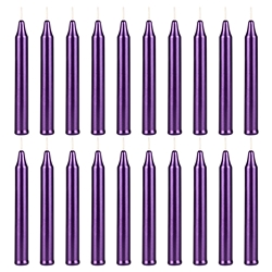 Mega Candles - 20 pcs 4 Inch Unscented Exquisite Mini Taper Chime Spell Candles - Metallic Dark Purple