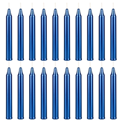 Mega Candles - 20 pcs 4 Inch Unscented Exquisite Mini Taper Chime Spell Candles - Metallic Dark Blue