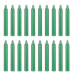 Mega Candles - 20 pcs 4 Inch Unscented Exquisite Mini Taper Chime Spell Candles - Metallic Green