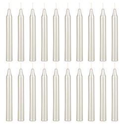 Mega Candles - 20 pcs 4 Inch Unscented Exquisite Mini Taper Chime Spell Candles - Metallic White