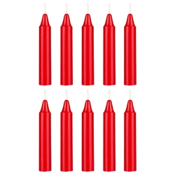 Mega Candles - 10 pcs 4 Inch Unscented Exquisite Mini Taper Chime Spell Candles - Red