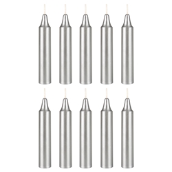 Mega Candles - 10 pcs 4 Inch Unscented Exquisite Mini Taper Chime Spell Candles - Silver