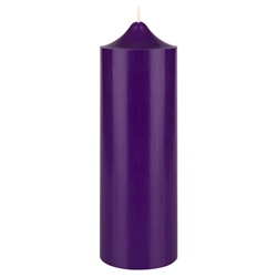Mega Candles - 3" x 9" Unscented Round Bell Top Pillar Candle - Purple