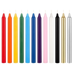 Mega Candles - 12 pcs 10 Inch Unscented Exquisite Straight Taper Chime Spell Candles - Assorted