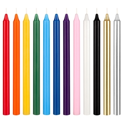 Mega Candles - 12 pcs 12 Inch Unscented Exquisite Straight Taper Chime Spell Candles - Assorted