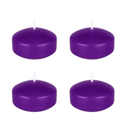 Mega Candles - 4 pcs 2" Unscented Floating Disc Candle - Purple