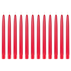 Mega Candles - 12 pcs 10" Unscented Self Fitting Taper Candle in White Box - Red