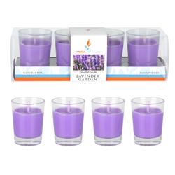 Mega Candles - 4 pcs Scented Mini Glass Container Candle in Box - Lavender Garden